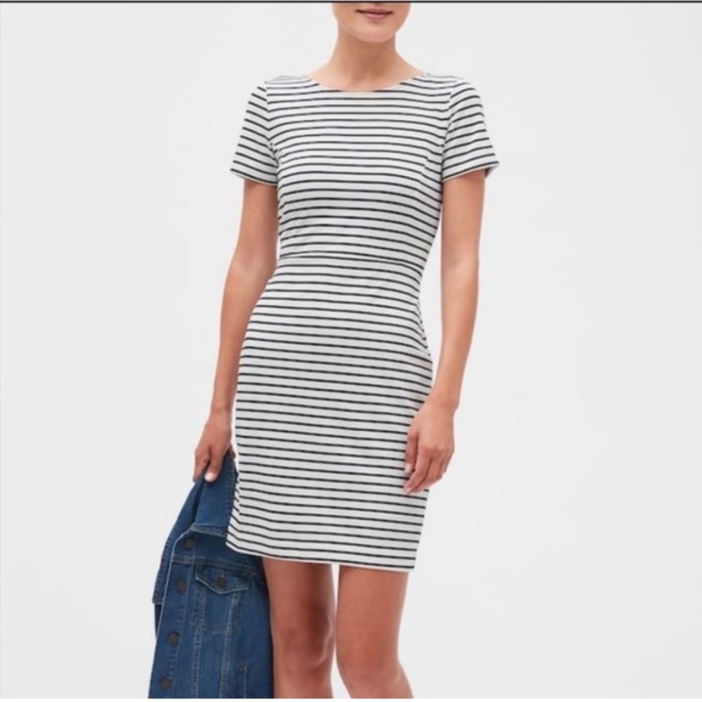 Banana Republic 6P Striped Nautical Sheath Dress Navy White Short Sleeve